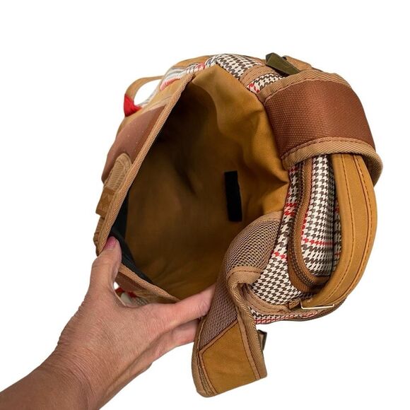 Sprayground Turbo 500 DLXV plaid limited edition backpack tan vegan leather - Picture 8 of 16